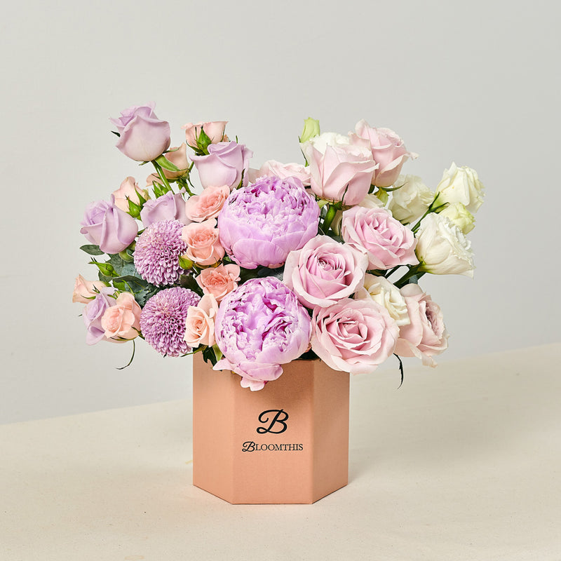 Arianna Pink Peony Flower Box | Free Delivery | BloomThis