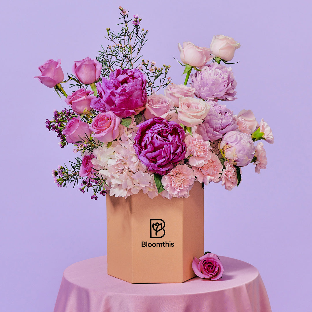 Aubrey Pink Peony Flower Box | Free Delivery | Bloomthis