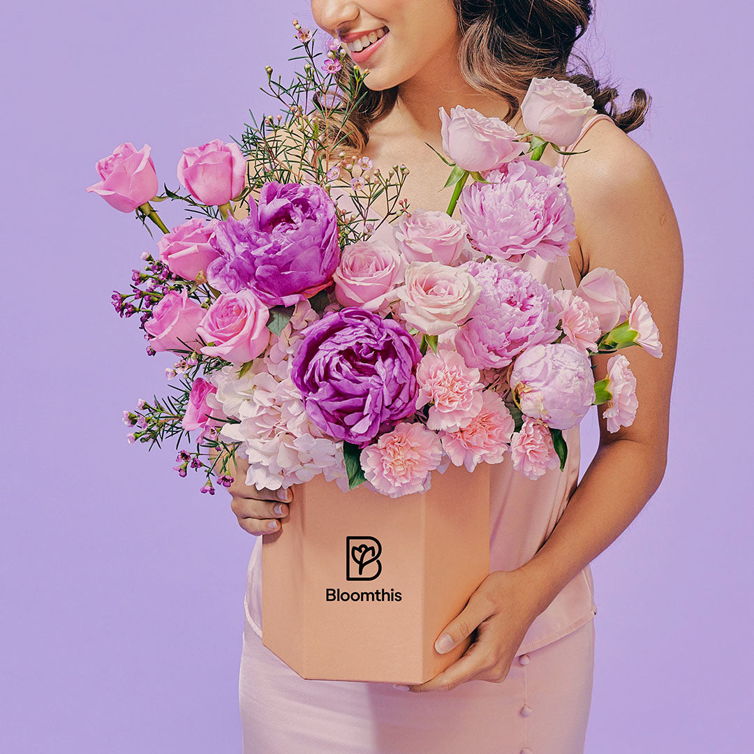 Aubrey Pink Peony Flower Box | Free Delivery | Bloomthis