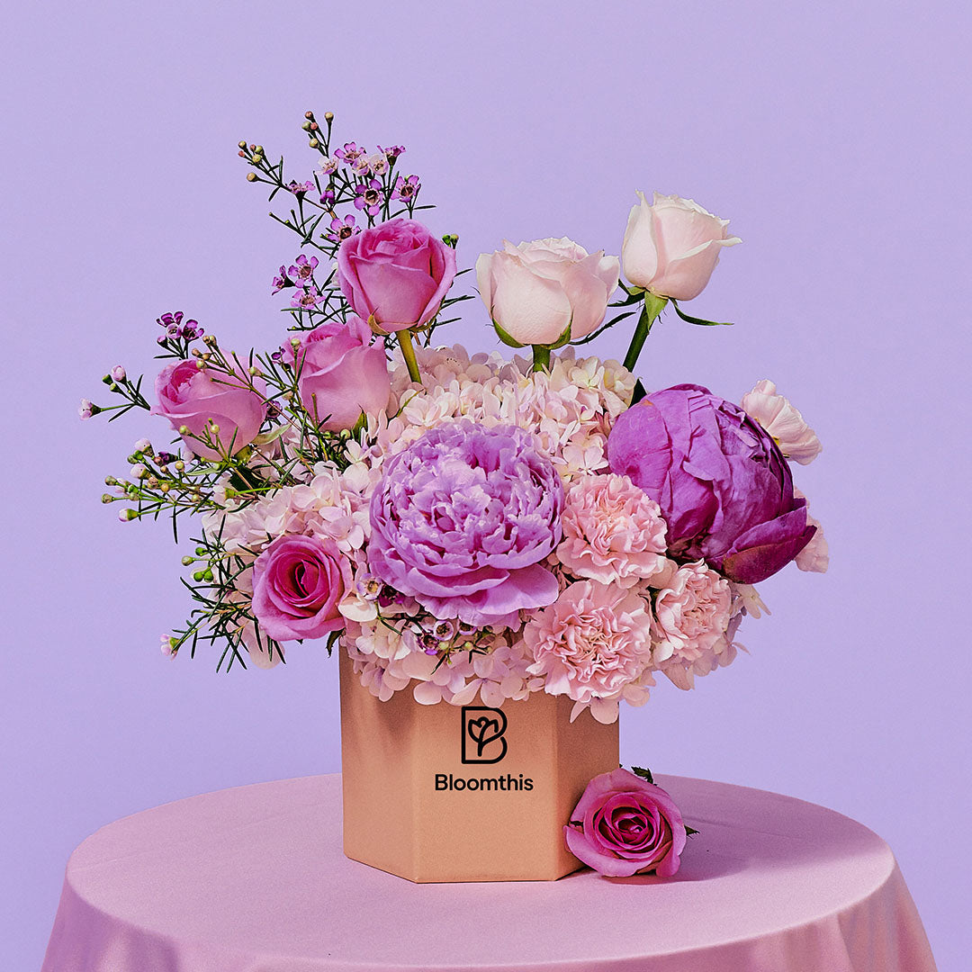 Aubrey Pink Peony Flower Box | Free Delivery | Bloomthis