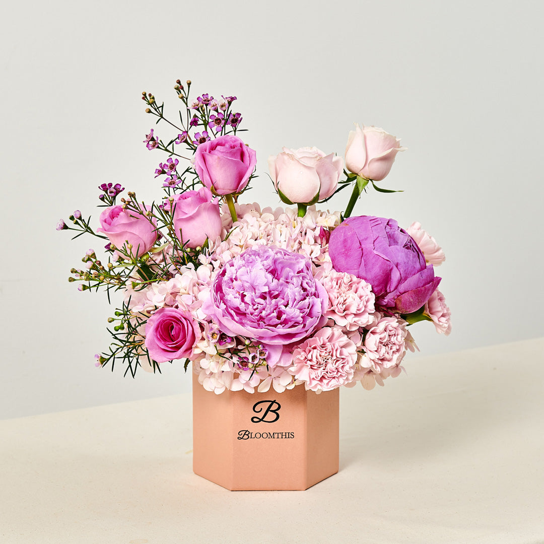 Aubrey Pink Peony Flower Box