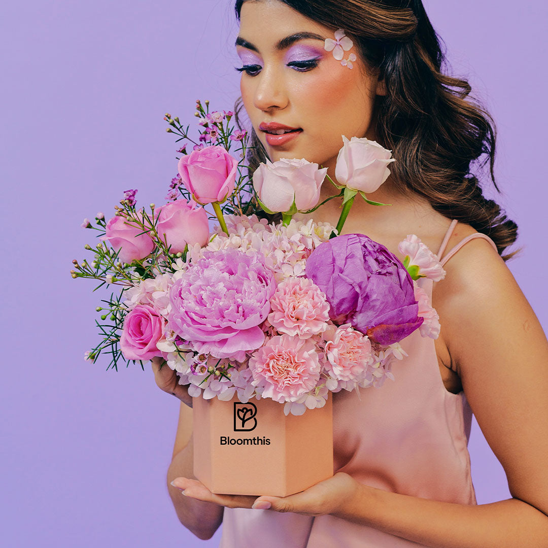 Aubrey Pink Peony Flower Box | Free Delivery | Bloomthis