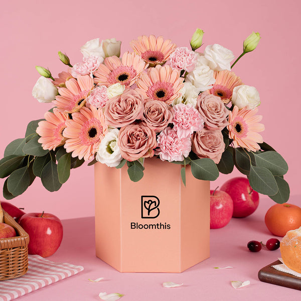 Blake Peach Gerbera Flower Box | Free Delivery | Bloomthis
