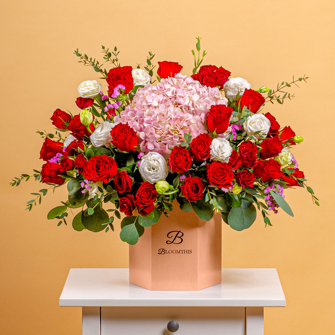 Erica Hydrangea & Rose Flower Box (VD)