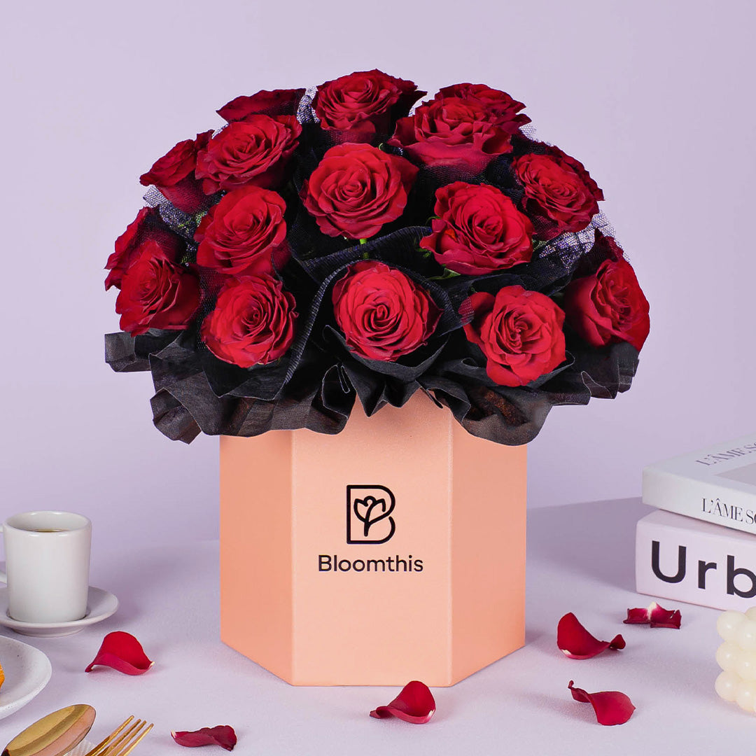 Odile Red Rose Flower Box | Free Delivery | Bloomthis