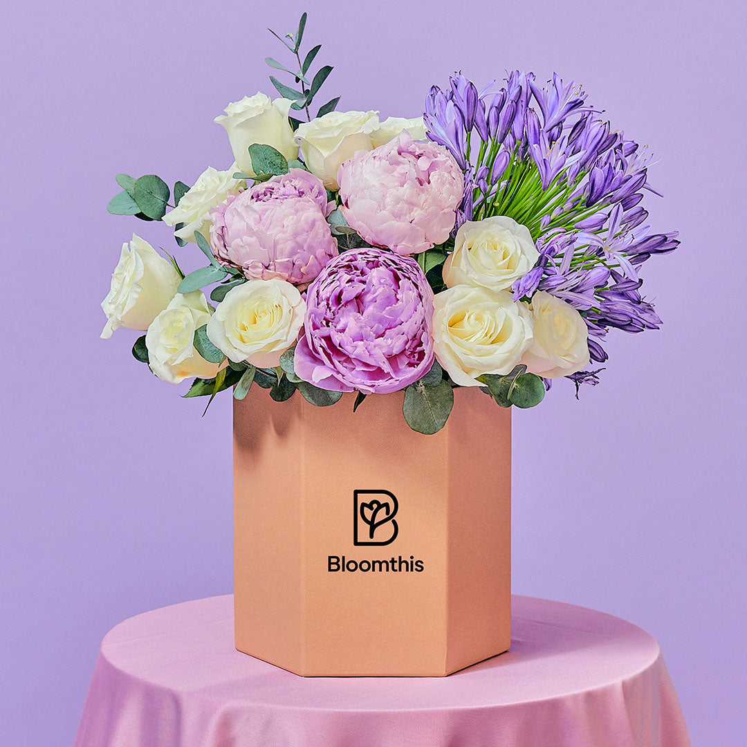 Percy Rose & Peony Flower Box | Free Delivery | Bloomthis