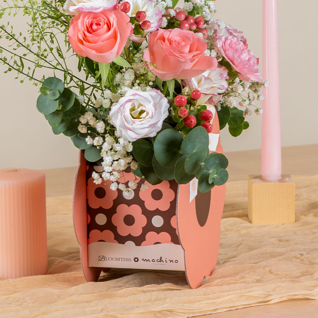 Sora Pink Tulip & Rose Machino Flower Box