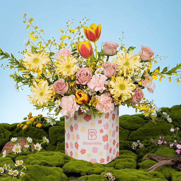 Spring Whimsy Yuhi Orange Tulip Flower Box | Free Delivery | Bloomthis