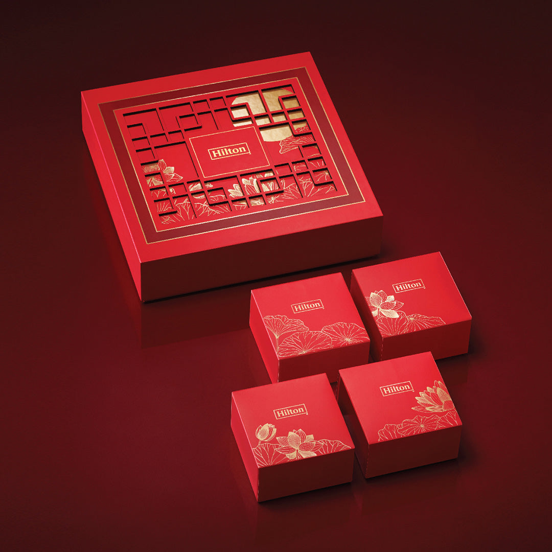 Hilton Moonlight Bloom Traditional Baked 4-Piece Mooncake Gift Set ...