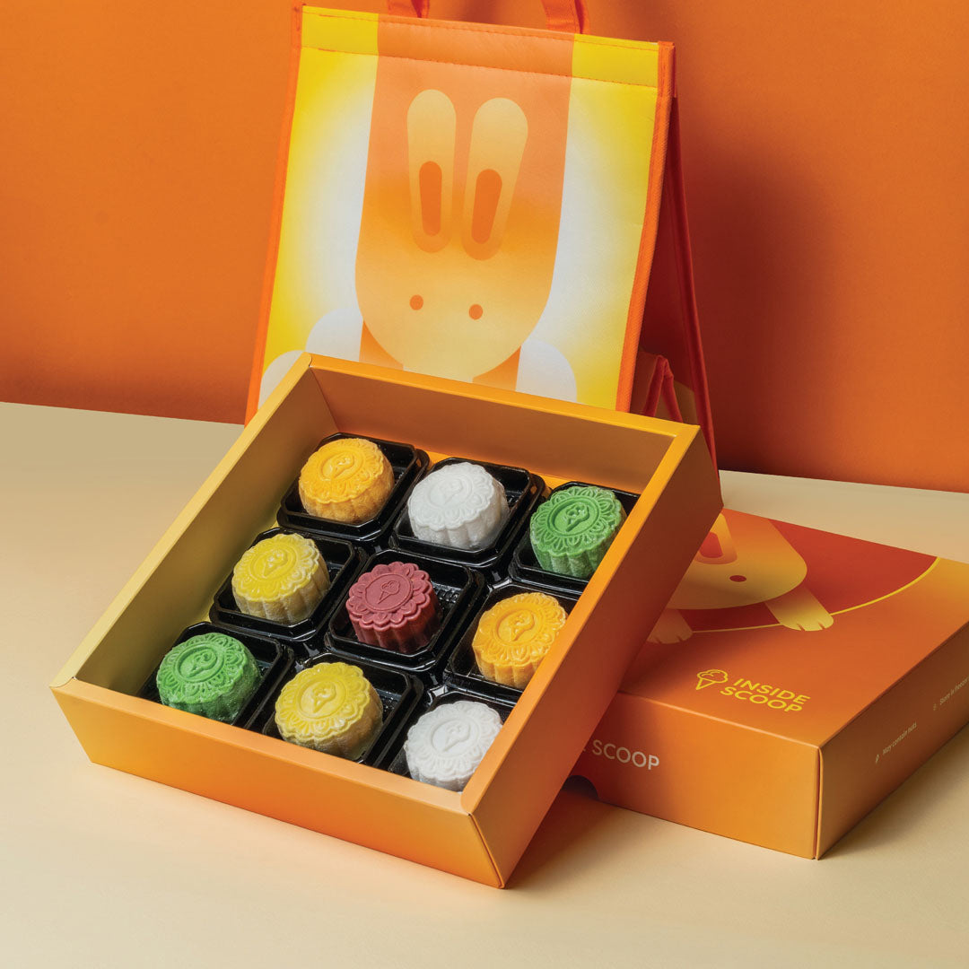 Note Inside Mooncake Inside Scoop 9-Piece Ice Cream Mini Mooncake Gift Set | Free Delivery ...