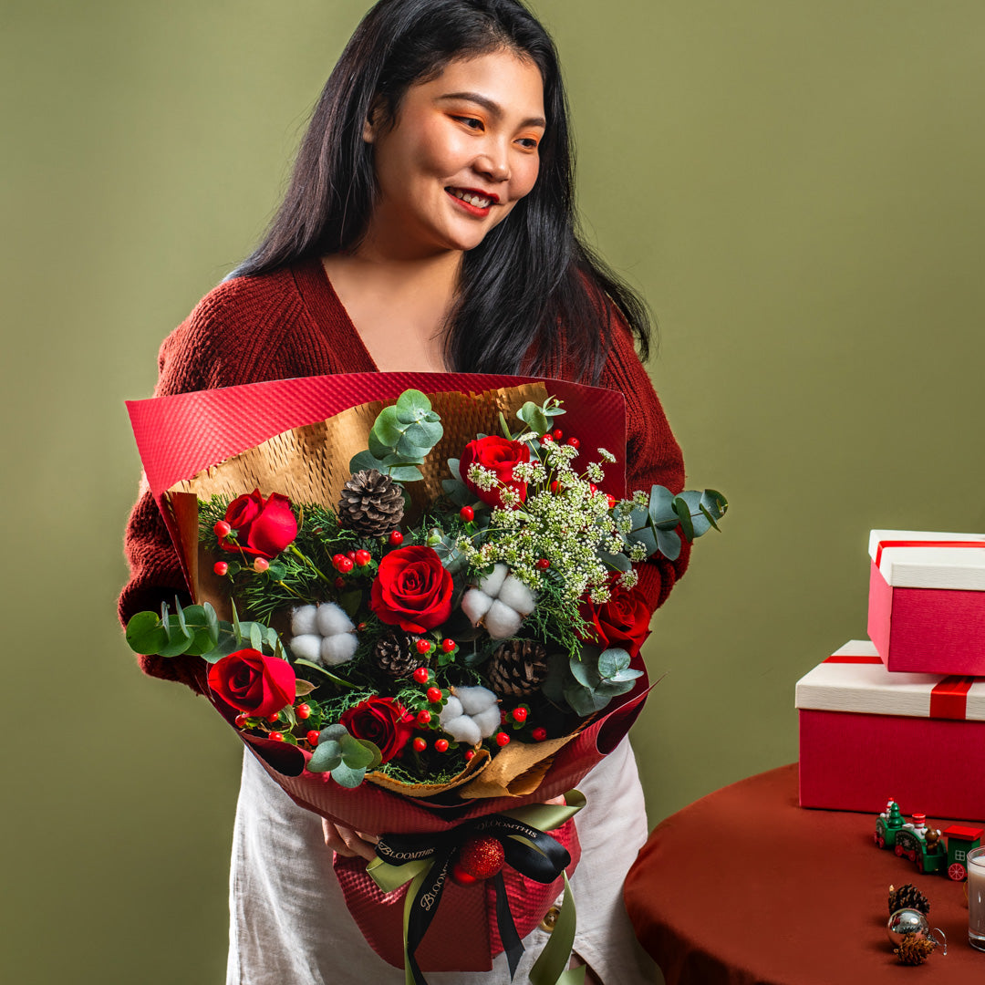 Christie Red Rose Christmas Bouquet