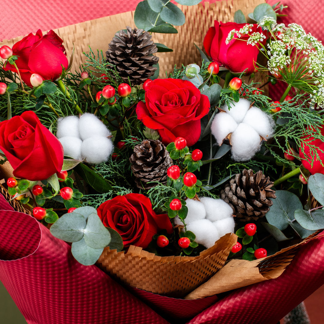 Christie Red Rose Christmas Bouquet