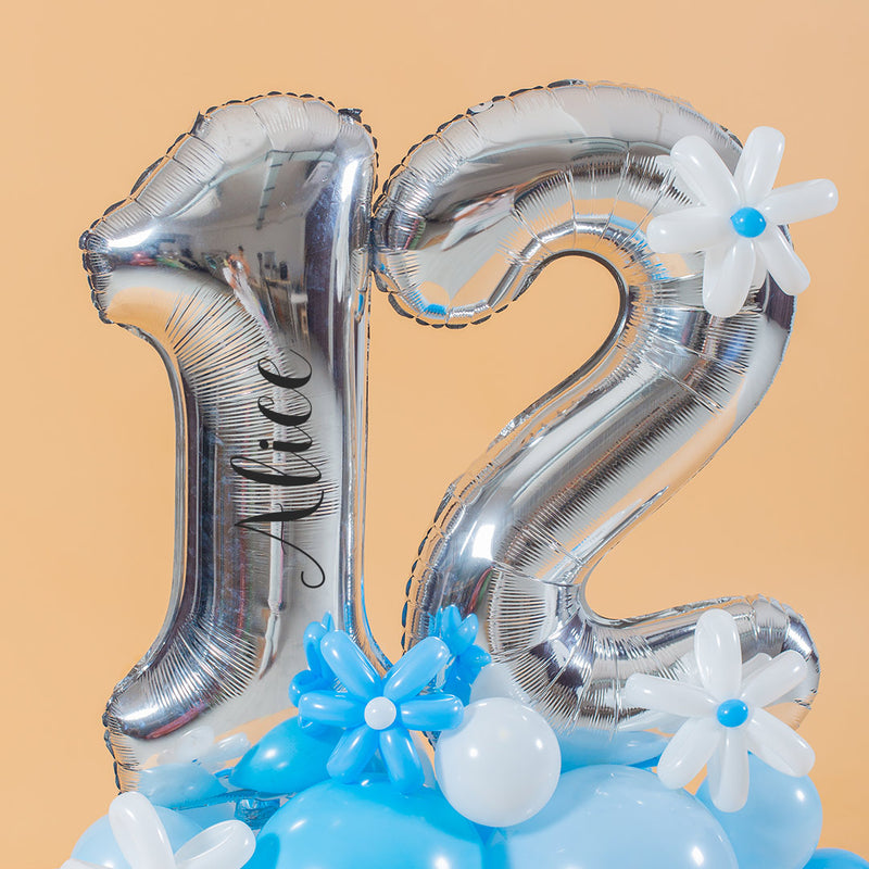 Baby Blue Marquee Number Birthday Balloon