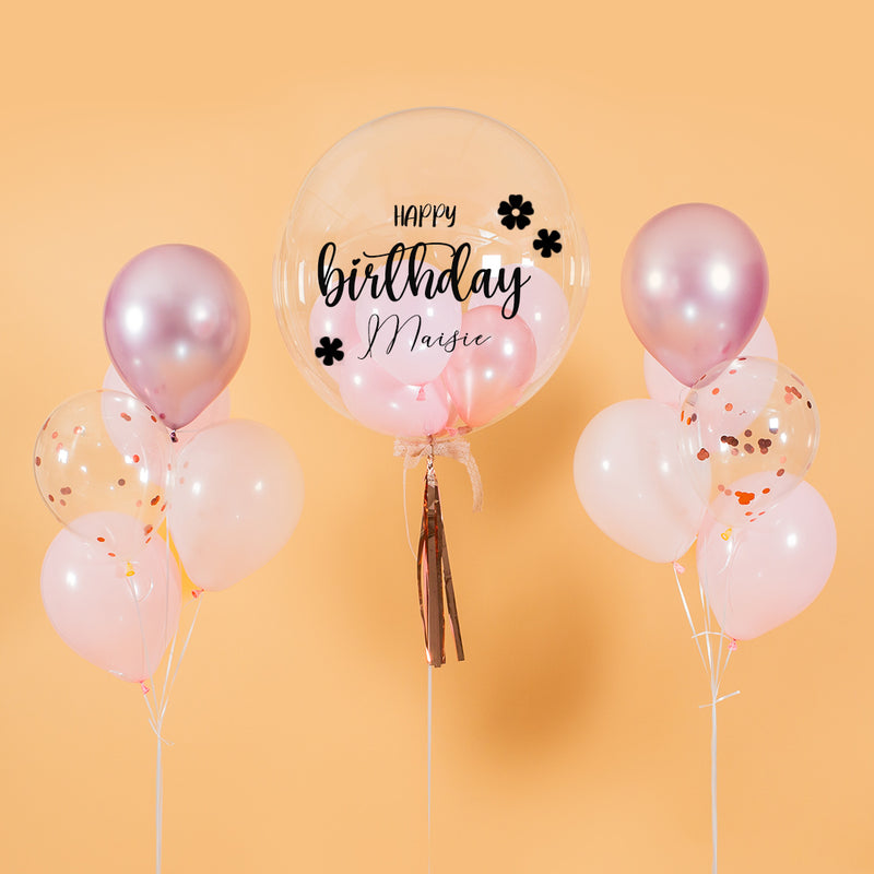 Pretty Pink Helium Birthday Balloon Bouquet