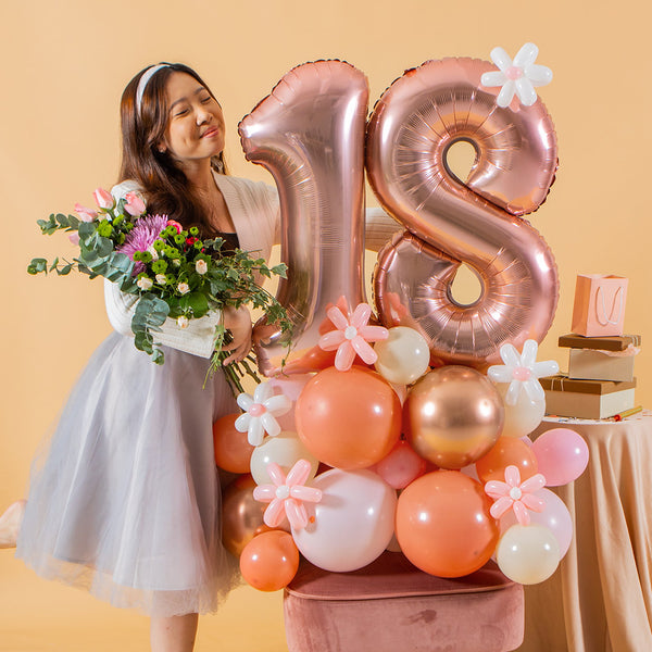 Rose Gold Marquee Number Birthday Balloon