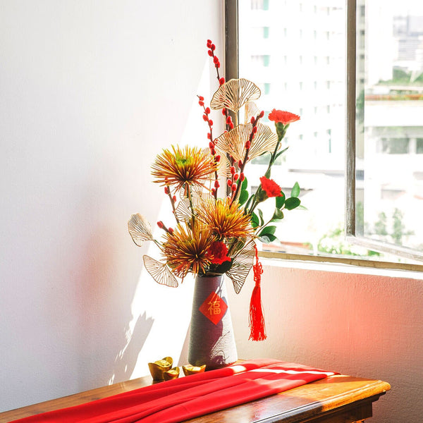 Blessing Chinese New Year Flowers in Vase