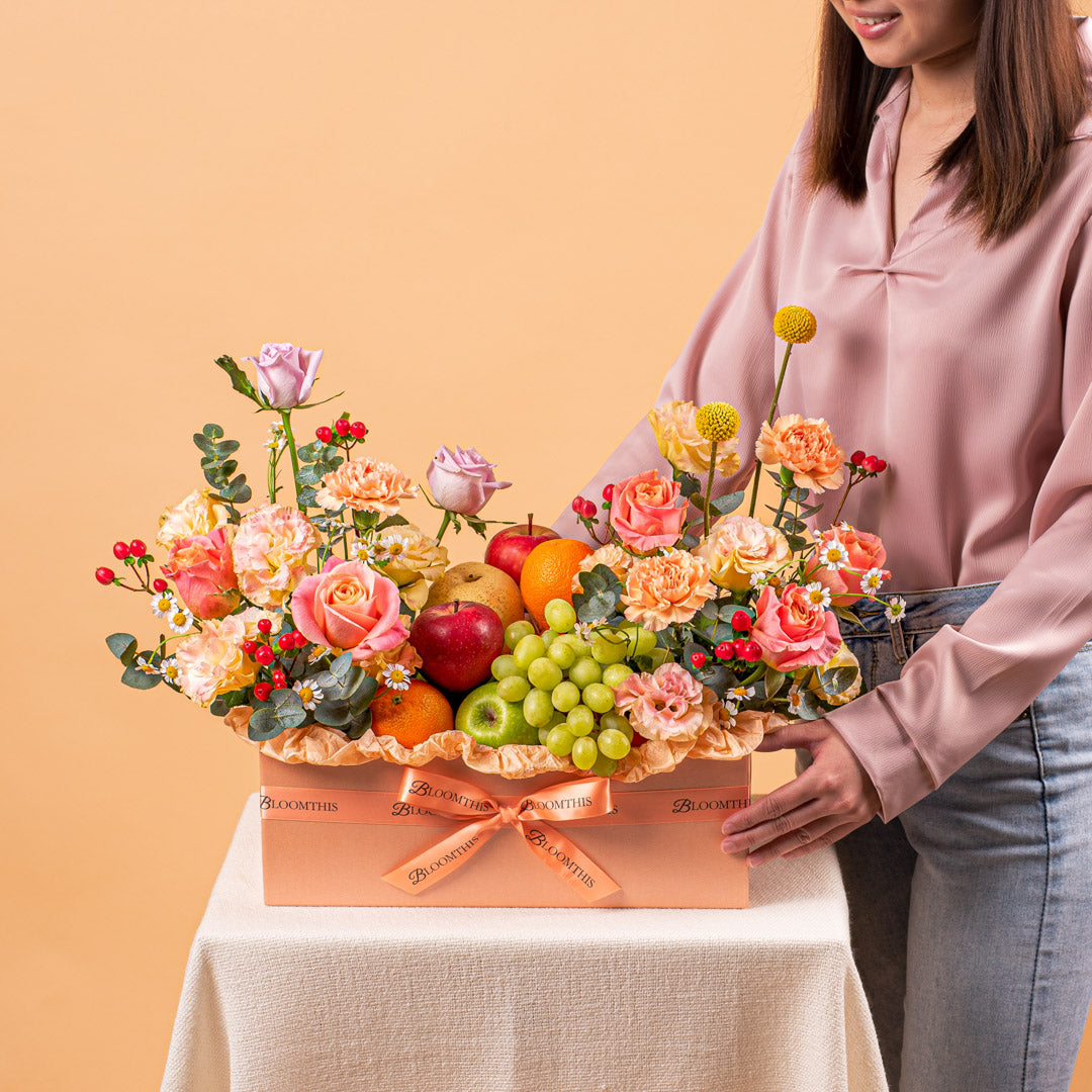Summer Flowers & Fruit Basket