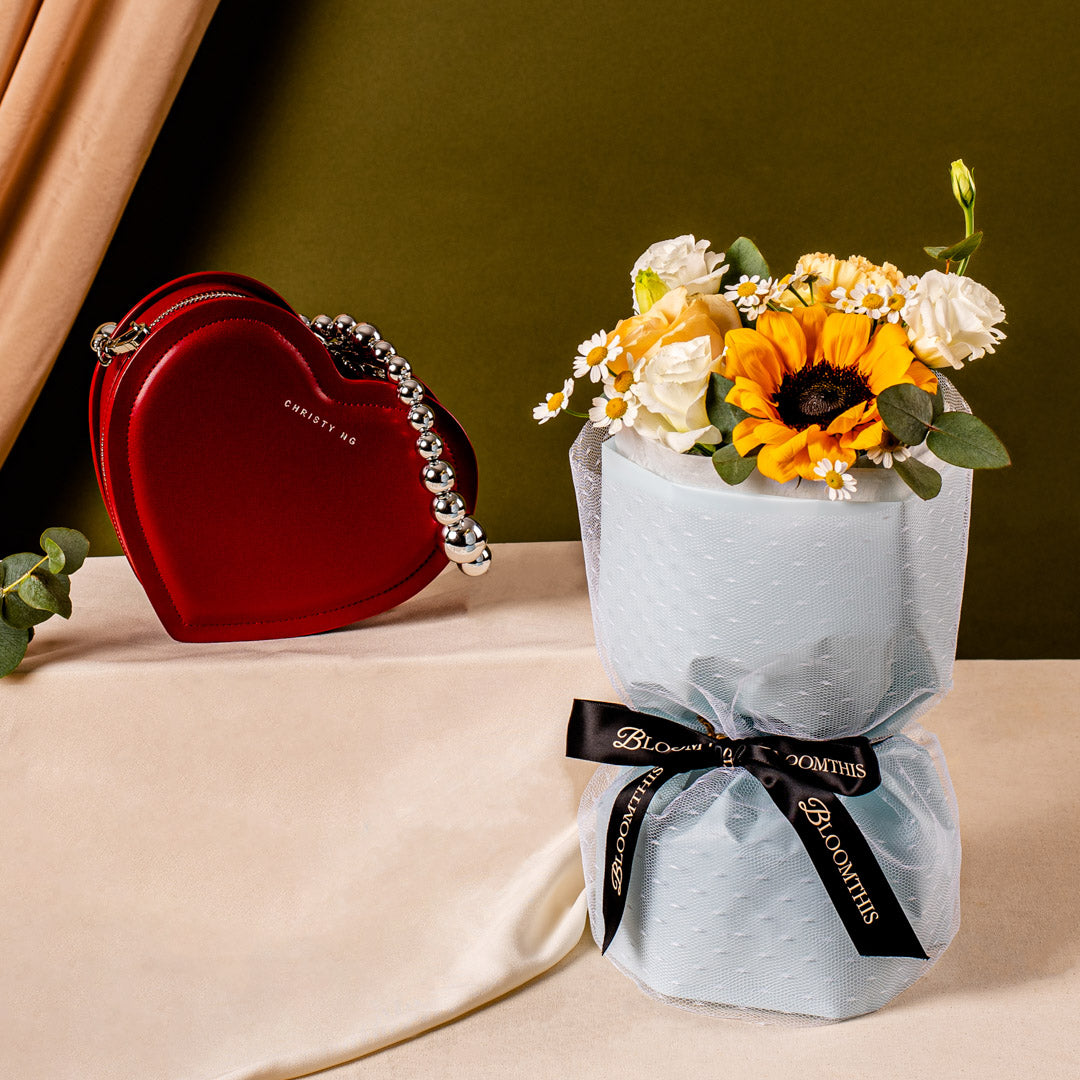 Mini Summer Sunflower Bouquet + Desire Chain Bag