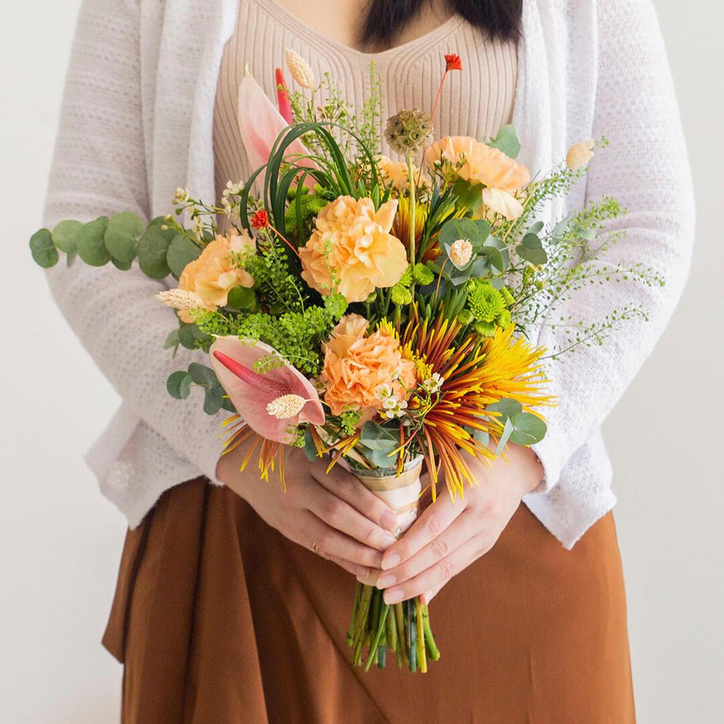 Adora Peach Carnation Hand-Tied Bouquet