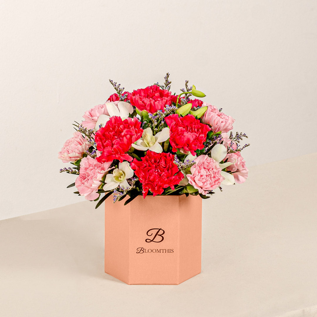 Phoebe Pink Carnation Flower Box (MD)