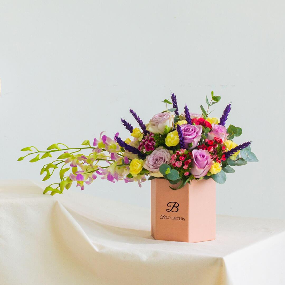 Roxanne Purple Orchid Flower Box