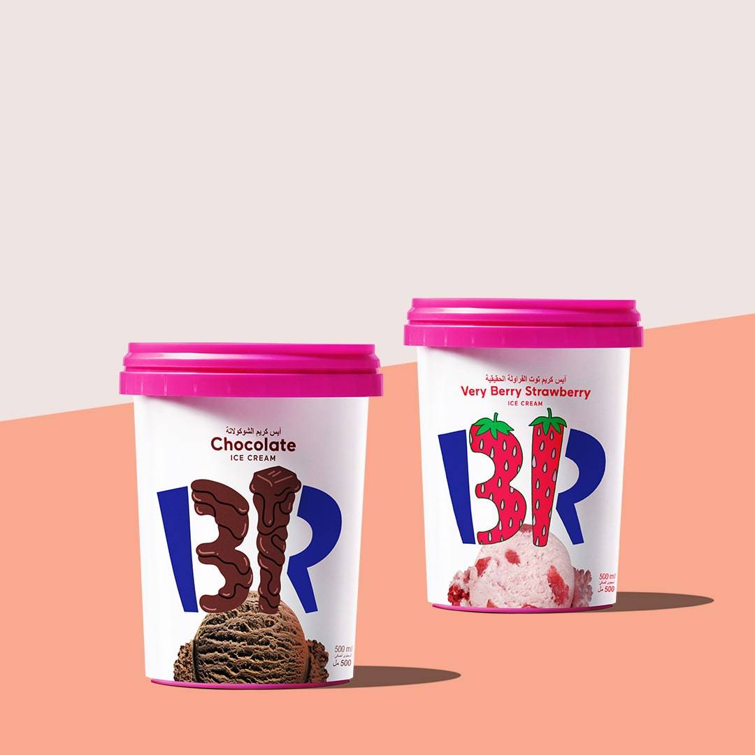 Baskin-Robbins Chocolate & Very Berry Strawberry Ice Cream (2 Pints)