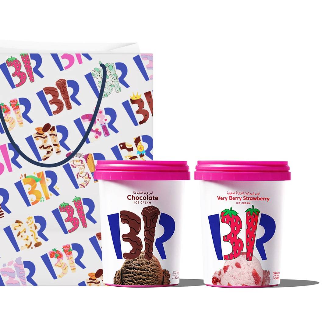 Baskin-Robbins Chocolate & Very Berry Strawberry Ice Cream (2 Pints)